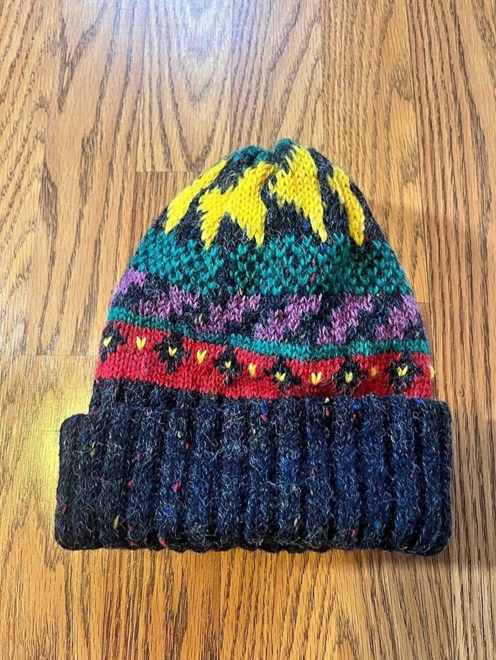 Vintage Liz Claiborne Chunky Beanie Winter Hat Wool Acylic Blend Multicolor